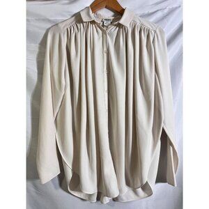 Kenzo Paris Vtg Ivory Blouse Shirt Polyester Size 36   E20